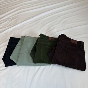LAND'S END Size 14 MidRise Straight Leg Pants Maroon Green Black Sage